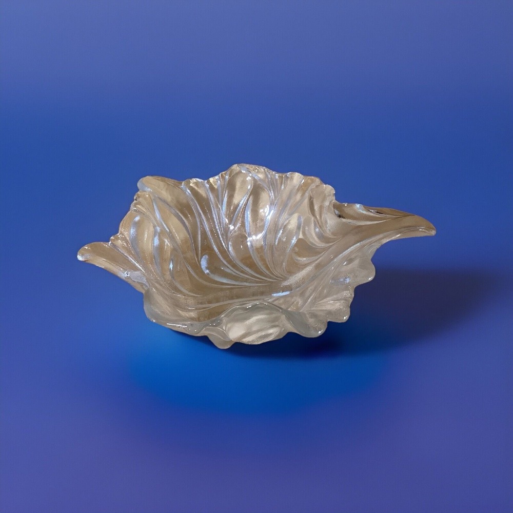 Mikasa Walther Bowl Large Crystal Glass‎ Leaf Design Made in West Germany Decor